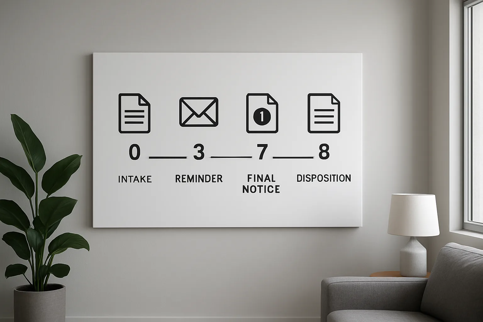 Package policy timeline poster for apartment front desk and mailroom.